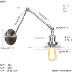 Silver Swing Arm LED Wall Light - Industrial Vintage Wall Sconce