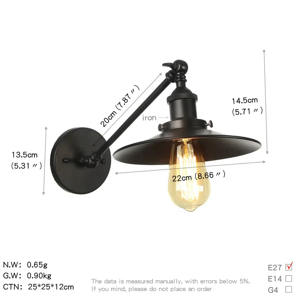 Vintage Industrial Wall Light Sconce LED Retro Bedroom Stair Loft Up Down Lamp