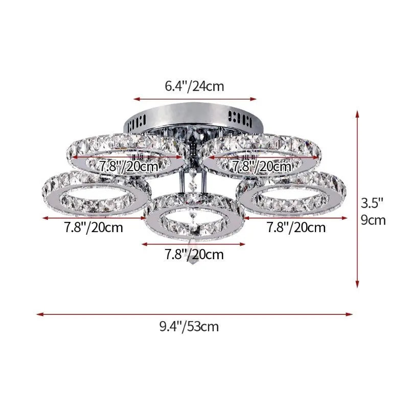 Crystal Ceiling Chandelier: Modern K9 LED Smart Ring Light Fixture for Dining & Living Room