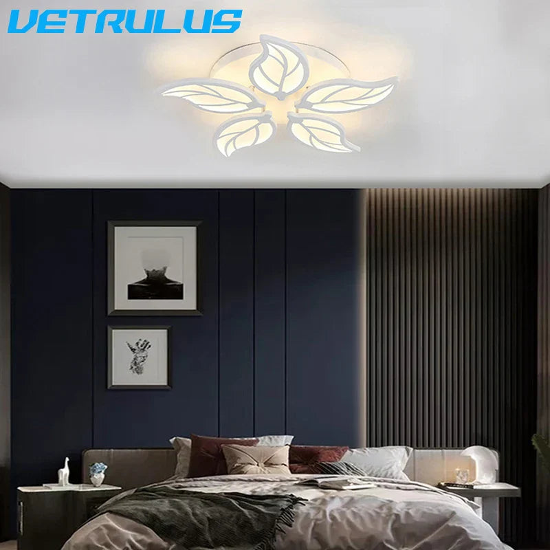 Modern Leaf Design Ceiling Chandelier & Wall Lamps Set