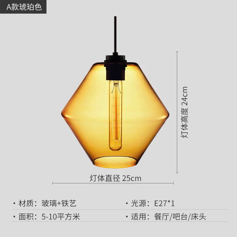 Geometric Glass Pendant Light Collection: Modern Crystalline Pendant Series