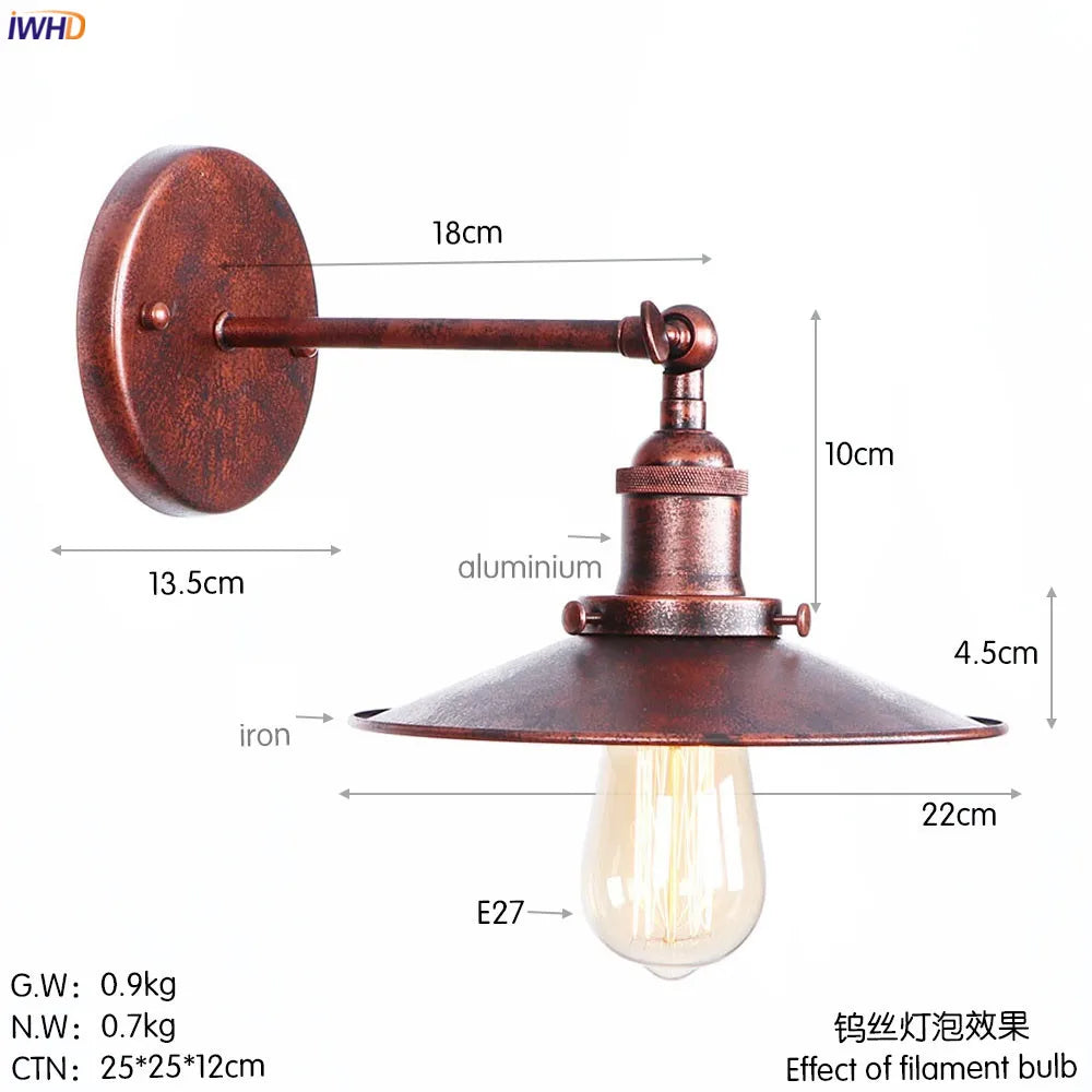Antique Gold Rustic Wall Lamps Bathroom Stair Mirror Light Loft Decor Industrial