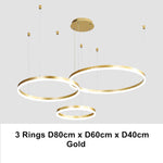 LED Chandelier Rings Pendant Light - Coffee Gold Dimmable Ceiling Lamp