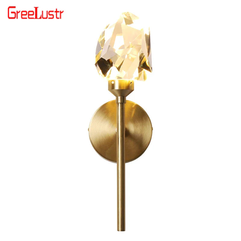 Crystal LED Wall Sconce Copper Light Fixture for Modern Luxury Home Decor