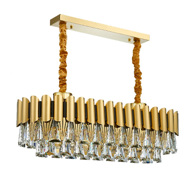 Oval Stainless Steel Crystal Chandelier for Dinning Room Lighting