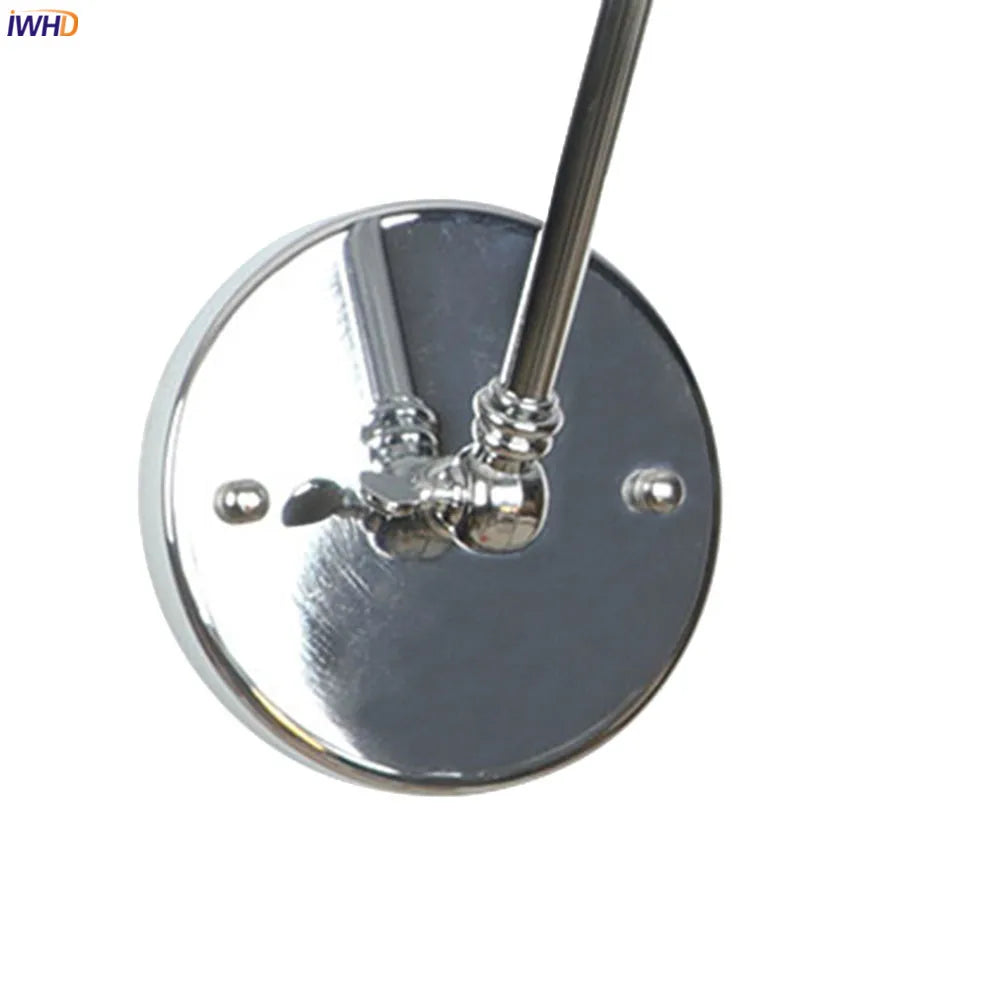 Silver Swing Arm LED Wall Light - Industrial Vintage Wall Sconce