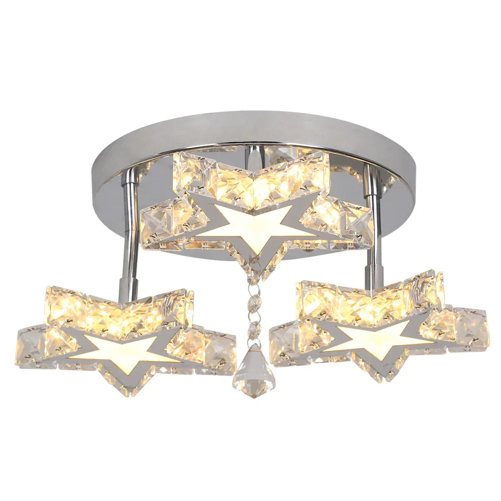 Crystal Stars LED Pendant Chandelier for Modern Living Dining Room Decor