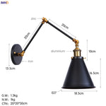 Silver Swing Arm LED Wall Light - Industrial Vintage Wall Sconce