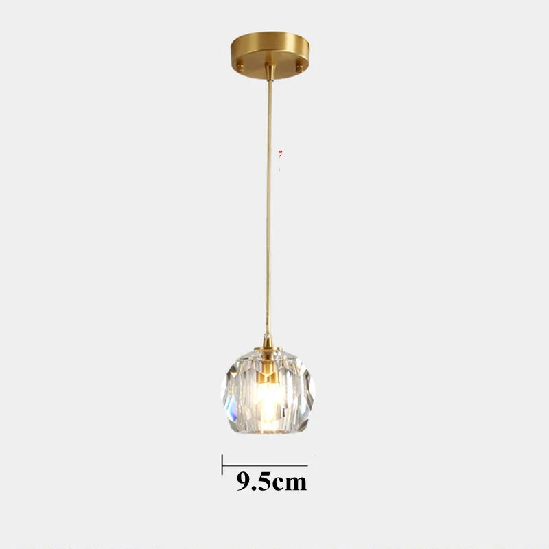 Diamond Crystal Copper LED Pendant Chandelier for Stylish Indoor Lighting.