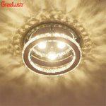 Crystal LED Ceiling Light: Stainless Steel Round Fixture for Bedroom, Kitchen, Bathroom