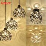 Crystal Flush Mount Chandelier for Hallway Foyer, Modern Hollow Carved Ceiling Light