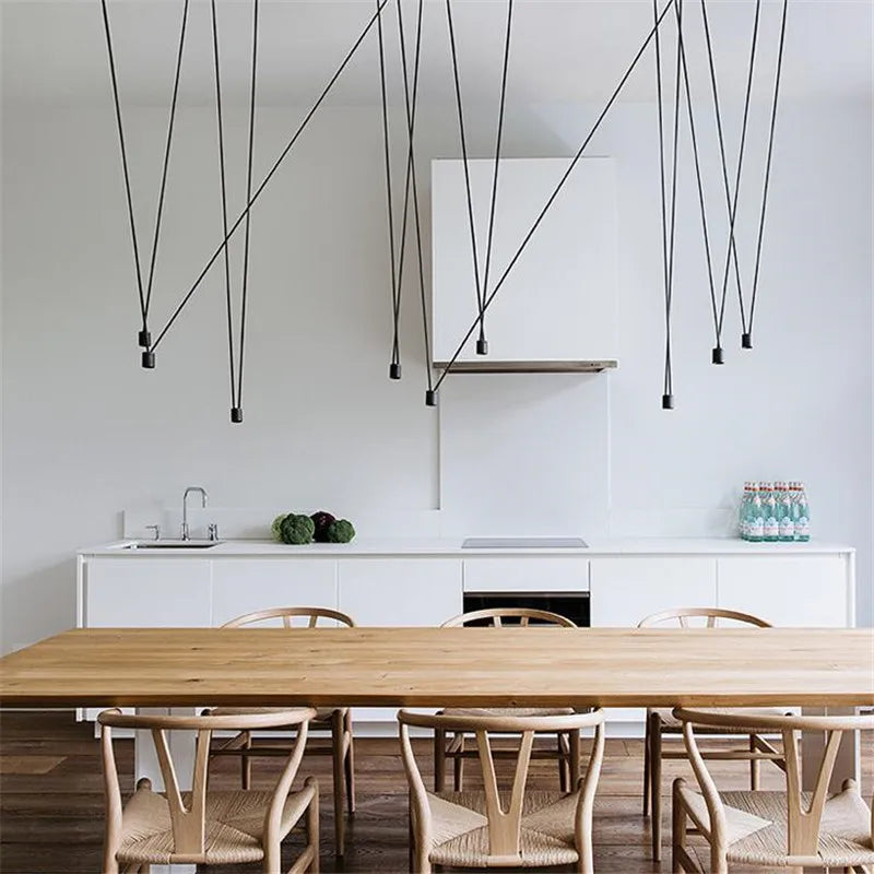 Geometric LED Wire Pendant Chandelier - Industrial Home Decor Spider Lamp