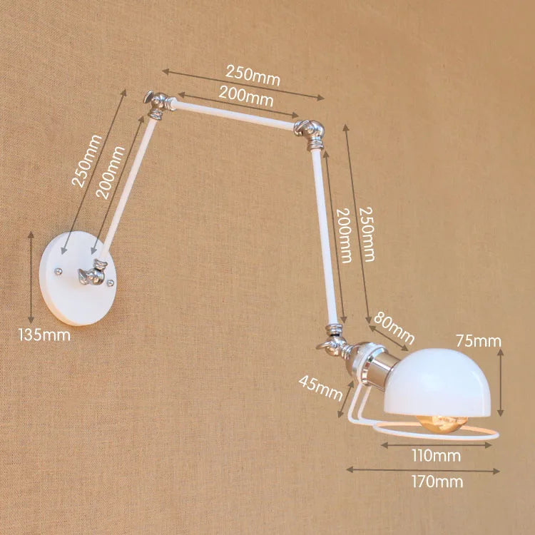 Golden Loft Swing Arm LED Wall Sconce Retro Style Lamp - Adjustable Long Arm Light Fixtures
