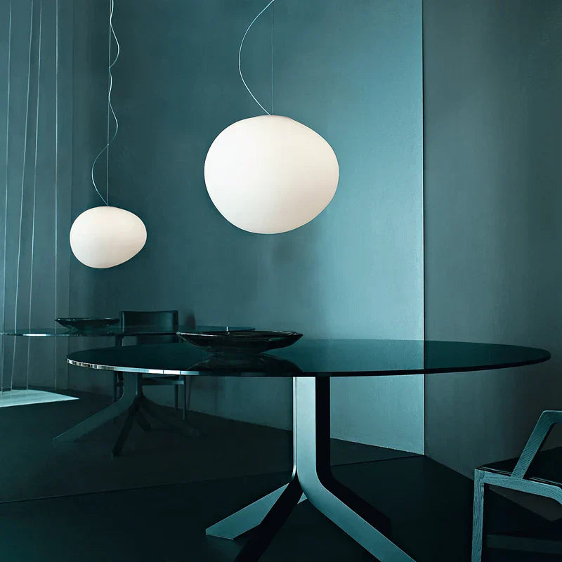 Gregg Pendant Lamp: White Bubble Glass Italian Design for Home, Kitchen, Restaurant