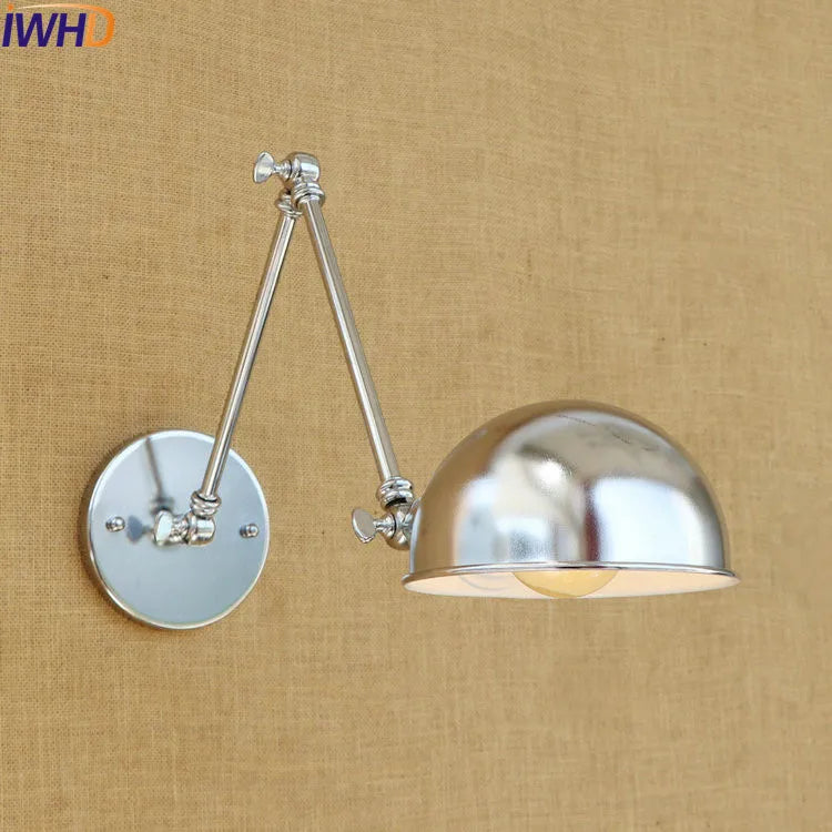 Silver Retro Vintage Swing Long Arm Wall Light LED Sconce Industrial Lighting