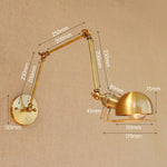 Golden Loft Swing Arm LED Wall Sconce Retro Style Lamp - Adjustable Long Arm Light Fixtures