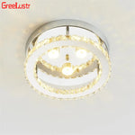 Crystal LED Ceiling Light: Stainless Steel Round Fixture for Bedroom, Kitchen, Bathroom