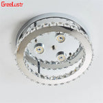 Crystal LED Ceiling Light: Stainless Steel Round Fixture for Bedroom, Kitchen, Bathroom