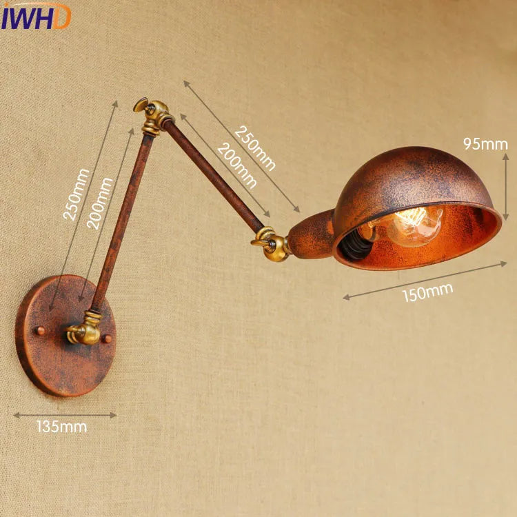 Silver Retro Vintage Swing Long Arm Wall Light LED Sconce Industrial Lighting