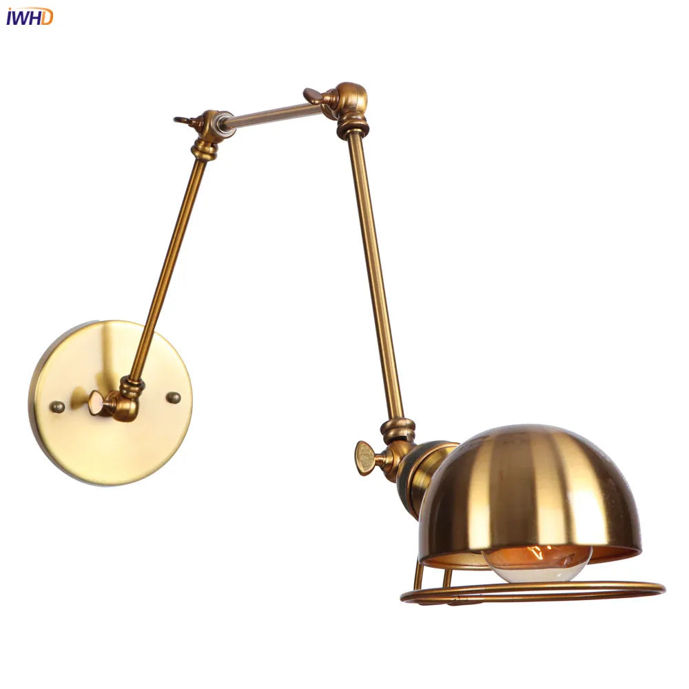 Golden Loft Swing Arm LED Wall Sconce Retro Style Lamp - Adjustable Long Arm Light Fixtures