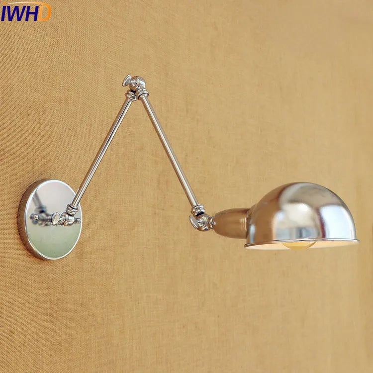 Silver Retro Vintage Swing Long Arm Wall Light LED Sconce Industrial Lighting