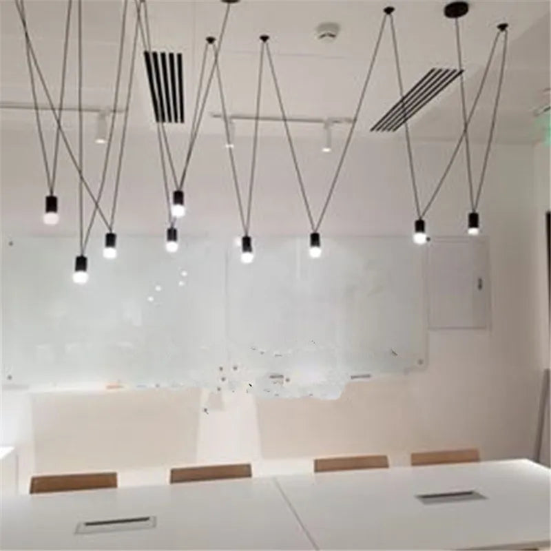 Geometric LED Wire Pendant Chandelier - Industrial Home Decor Spider Lamp