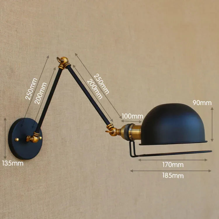 Golden Vintage LED Swing Arm Wall Sconce Industrial Style