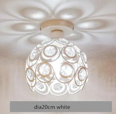 Crystal Flush Mount Chandelier for Hallway Foyer, Modern Hollow Carved Ceiling Light