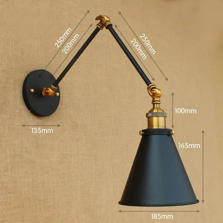 Swing Arm Wall Light Gold Copper Vintage Sconce Edison Loft Wall Lamp