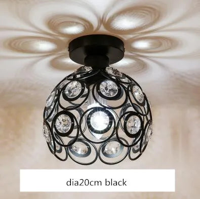 Crystal Flush Mount Chandelier for Hallway Foyer, Modern Hollow Carved Ceiling Light