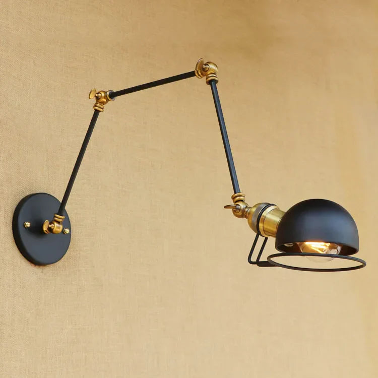Loft Style Adjustable Swing Arm Wall Sconce - Industrial Retro Vintage Wall Light