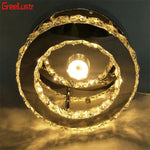 Crystal LED Ceiling Light: Stainless Steel Round Fixture for Bedroom, Kitchen, Bathroom
