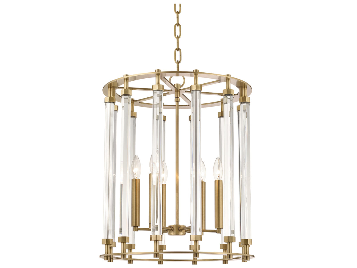 Hudson Valley Haddon 6-Light Aged Brass Cylinder Pendant