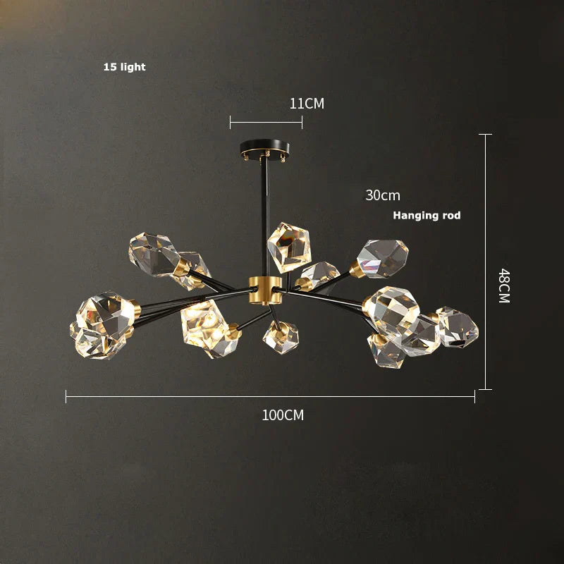 Crystal Copper Chandelier Lighting for Dinning Room