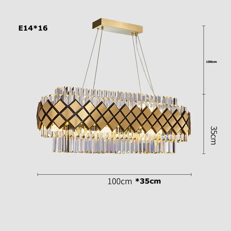 Gold LED Crystal Clear Art Deco Chandelier for Foyer