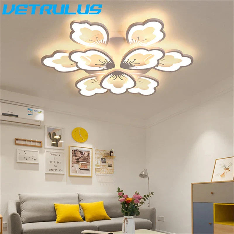 Lotus Design LED Acrylic Chandelier Ceiling Lamp for Modern Living, Dining, and Study Rooms