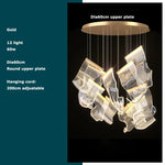 Golden Love Paper Chandelier: Postmodern LED Designer Lighting for Foyer