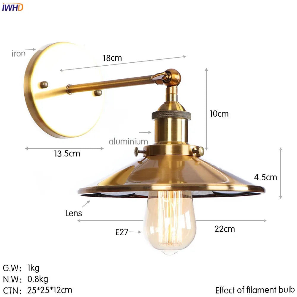 Antique Gold Rustic Wall Lamps Bathroom Stair Mirror Light Loft Decor Industrial
