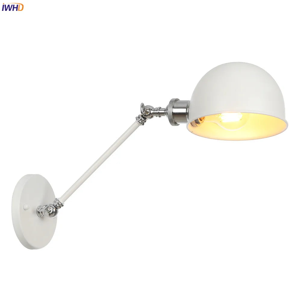Adjustable Swing Arm Wall Sconce Industrial Vintage Retro White Wall Light