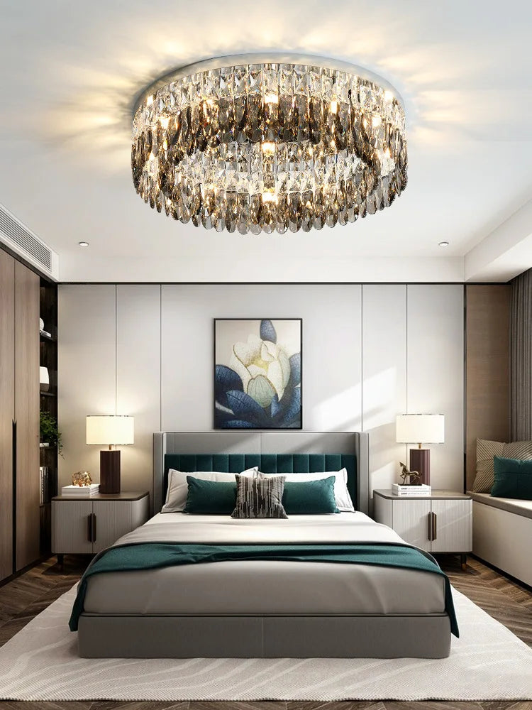 Crystal Chrome Ceiling Lamp - Simple Modern Nordic Living Room Dining Bedroom Lighting