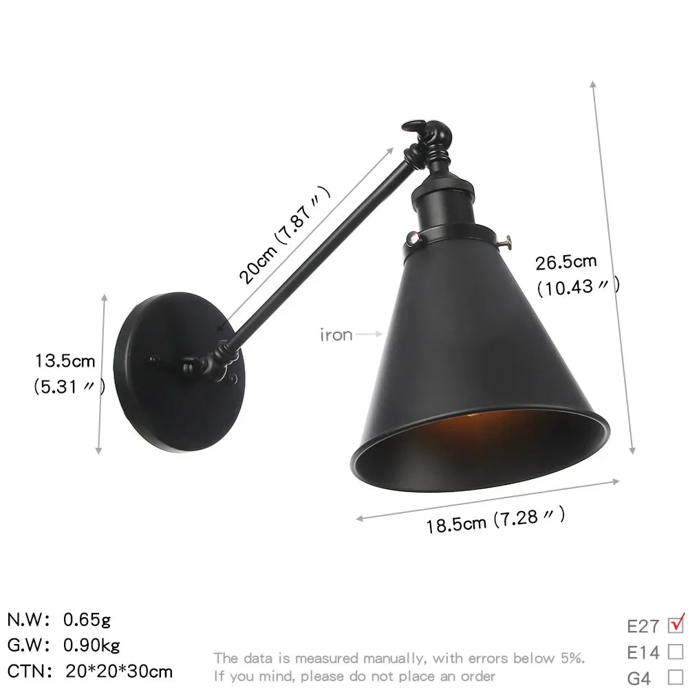 Vintage Industrial Wall Light Sconce LED Retro Bedroom Stair Loft Up Down Lamp