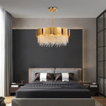 Postmodern Crystal Pendant Light - Golden Stainless Steel Suspension Lamp