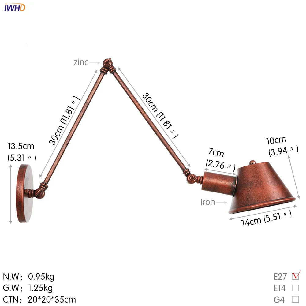 Vintage Industrial 2-Head Wall Lamp