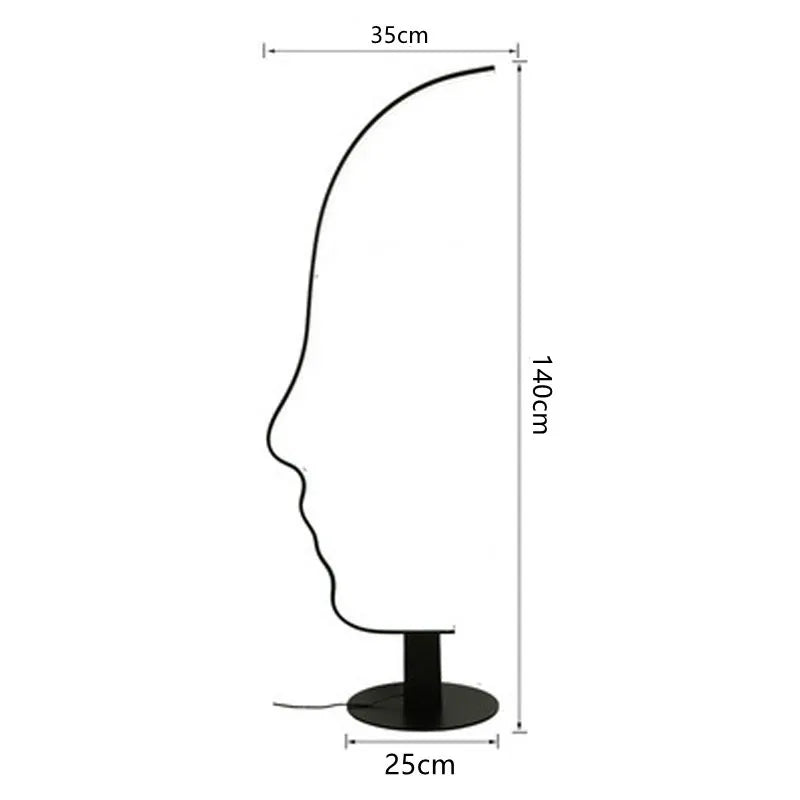 Black Nordic Human Face LED Floor Lamp: Adjustable Indoor Lighting for Living Room