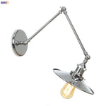 Silver Swing Arm LED Wall Light - Industrial Vintage Wall Sconce
