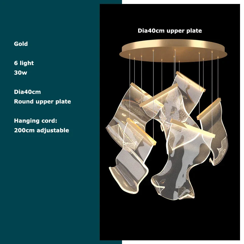 Golden Love Paper Chandelier: Postmodern LED Designer Lighting for Foyer