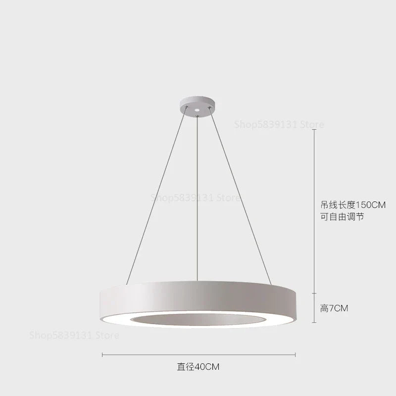 Modern Iron Art Circle LED Pendant Lights - Black White Metal Ringoffsetof.