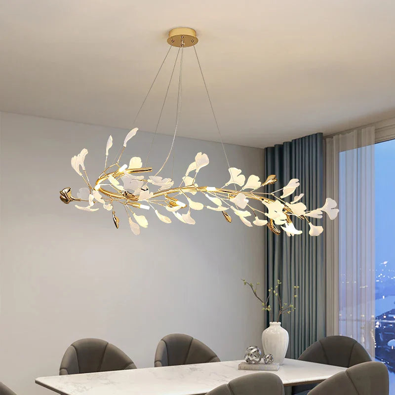 Ginkgo Ceramic Chandelier: Luxury Pendant Lights for Dining & Living Room