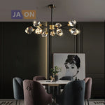 Black Crystal Copper Chandelier LED Hanging Lamps for Dinning Room