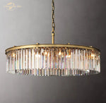 Modern LED Crystal Chandelier Chrome Black Metal Odeon Round Lamp